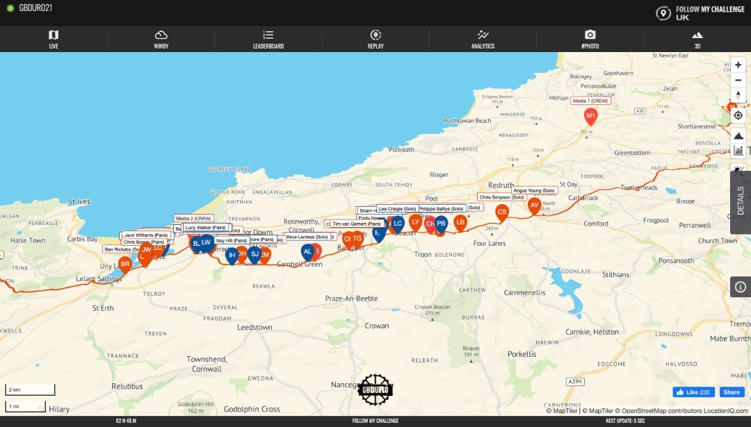 LIVE: #GBDURO21 // The dots have left Lands End! GBDURO is a 2000km self-supported bikepacking enduro from Land's End to John O'Groats on road, gravel...